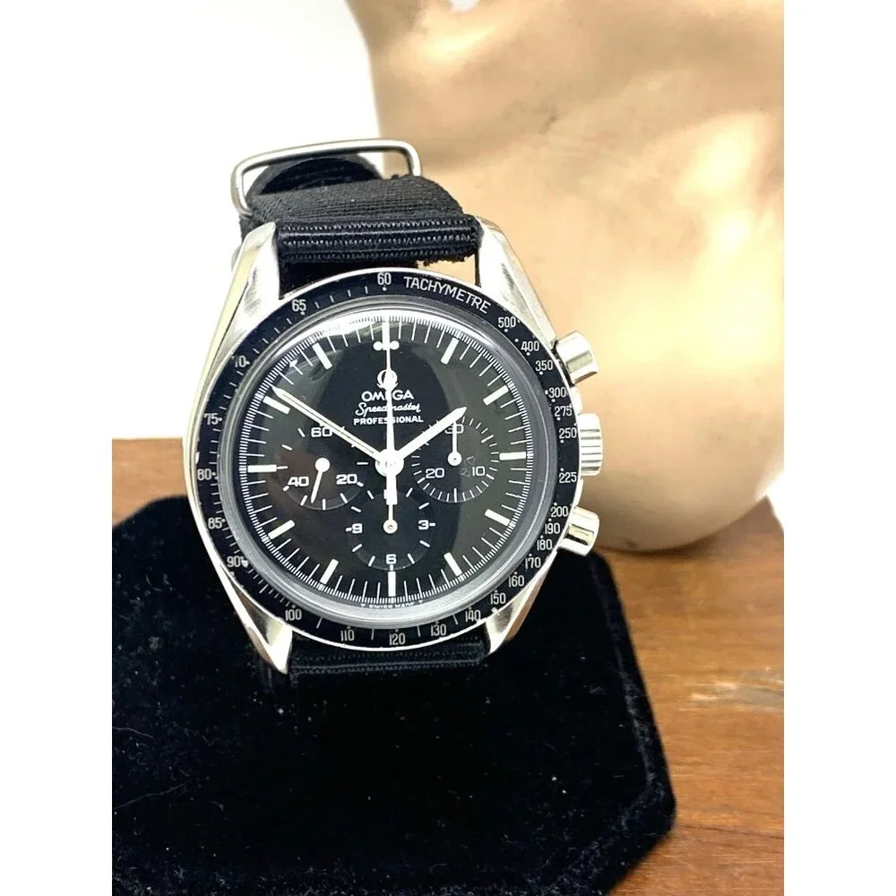 Omega Speedmaster Men's Watch 145.022 Swiss Manual 861 Black Dial Nylon Strap